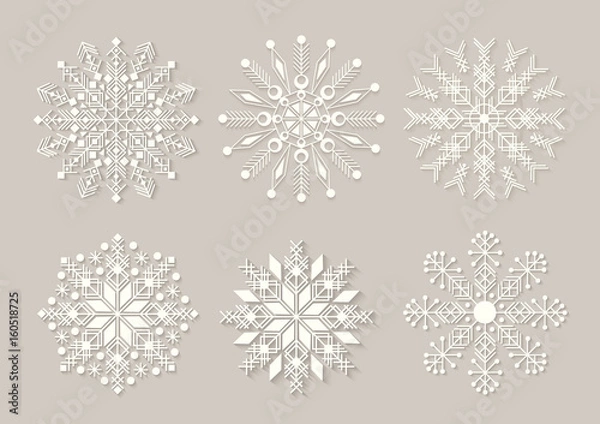 Fototapeta  Snowflakes set. Background for winter and christmas theme. Vector illustration.  EPS10.