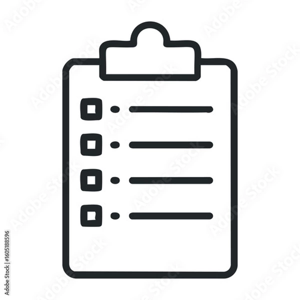 Obraz Simple black clipboard icon with checklist elements for task organization. Vector illustration