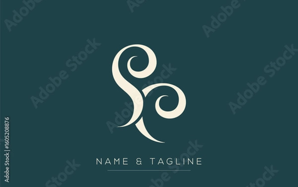 Fototapeta SC Elegant Monogram Logo Design Featuring Stylized Letters. A sophisticated monogram logo representation showcasing artistic typography with a modern design