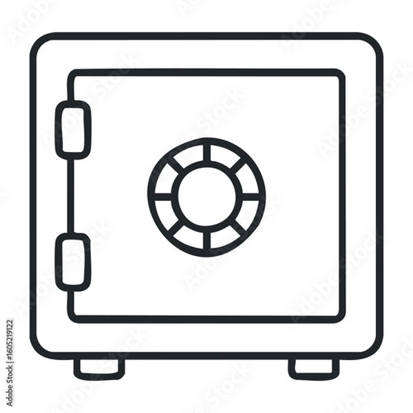 Fototapeta Secure steel safe with combination lock icon for banking and security. Vector illustration
