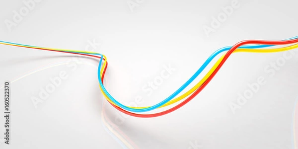 Fototapeta abstract curved wave simple three 3d lines rendered background with the empty space for graphic designs and sample text