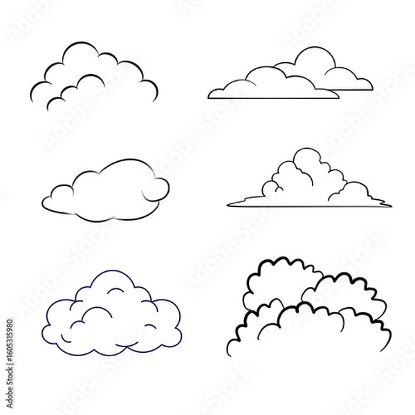 Fototapeta Minimal Cloud Line Art Icon – Vector Design for Networking, Databases & Synoptics Concepts