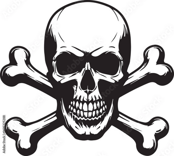Fototapeta Skull and Crossbones Pirate Symbol A Timeless Icon of Danger Mortality and Rebellious Adventure Classic Design with a Bold Aesthetic