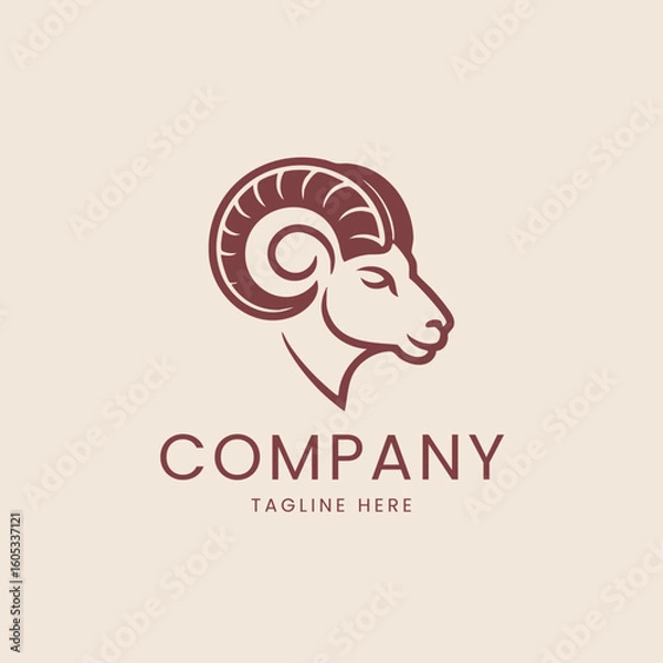 Fototapeta Goat Head Logo Design, Arise logo design concept