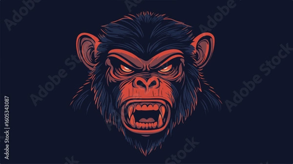 Fototapeta Aggressive Monkey Graphic Design Minimalist Vector Illustration