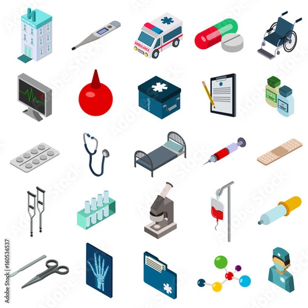 Obraz medicine icon isometric set