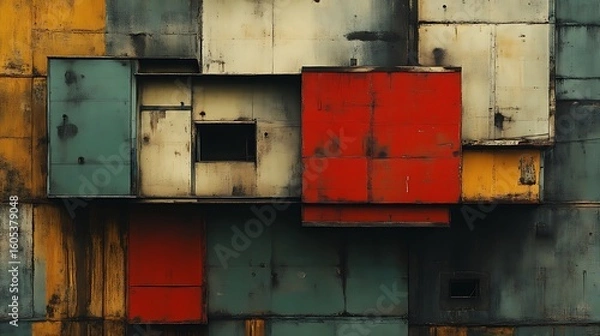 Fototapeta Abstract metal panels in geometric shapes