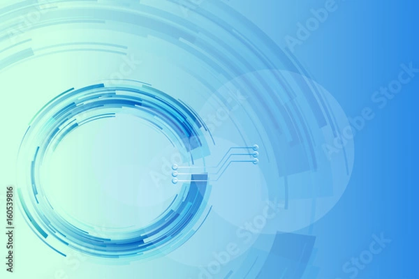 Obraz Technology Blue Abstract Mesh Background with Circuit System, Lines and Digital Shapes.  Futuristic technology Integrated circuit style. EPS10 Design Layout for Your Media Business.