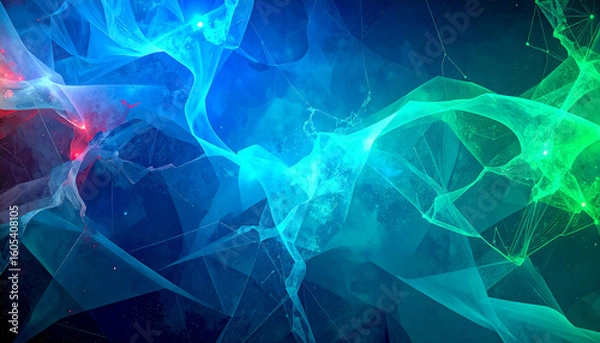 Fototapeta Flowing waves glowing light in vibrant colors against a gradient background, luminous streaks twist, swirl in motion. Ideal for abstract design, visual, and futuristic aesthetics