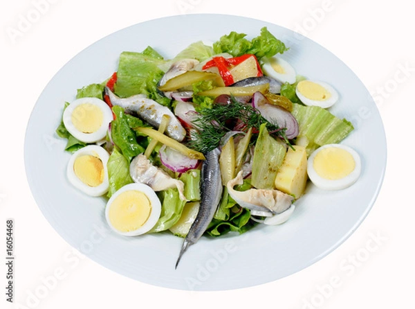 Obraz Shrimp salad with sweet dressing