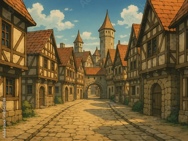 Obraz anime medieval city