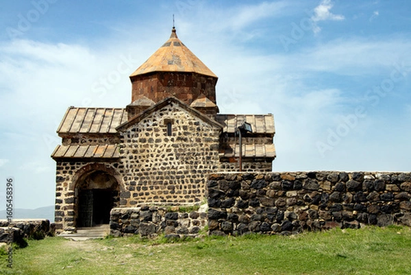 Fototapeta Ancient Sevanavank Monastery in Armenia on Lake Sevan Peninsula