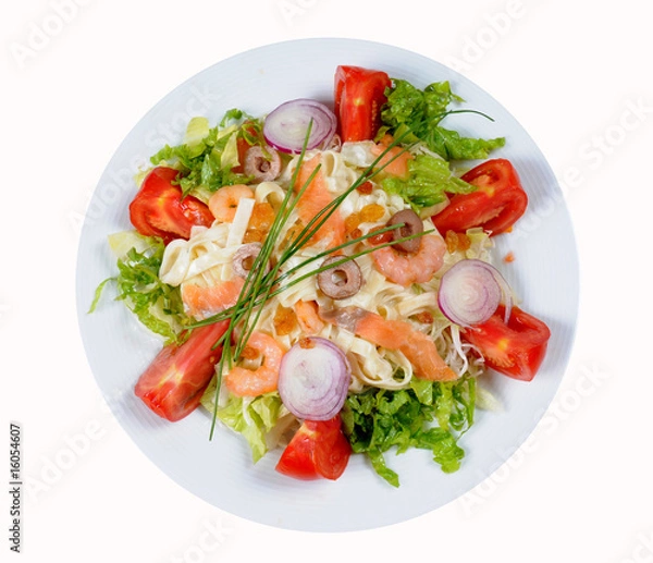 Obraz Shrimp salad with sweet dressing