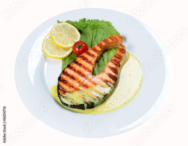 Obraz grilled fish with fresh vegetable