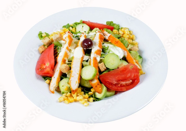 Obraz Shrimp salad with sweet dressing