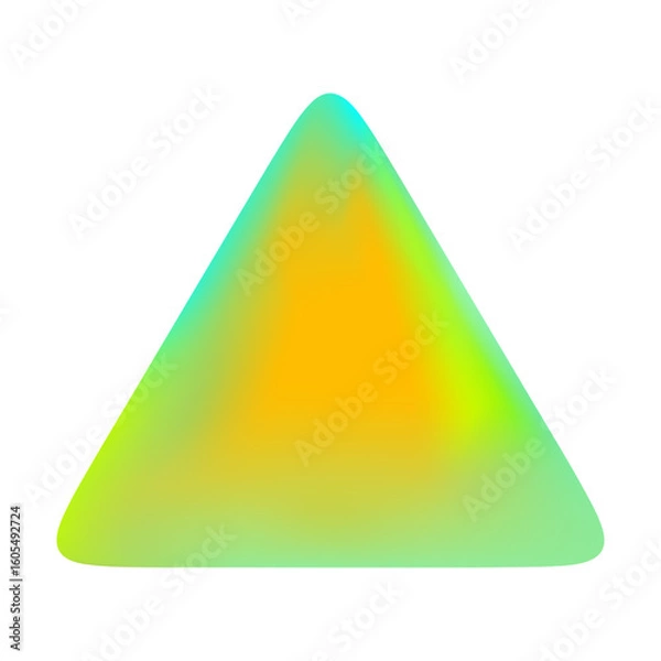 Fototapeta Colorful triangle featuring vibrant yellow, green, and blue gradient with a glossy 3D effect isolated on transparent white background. Vector art