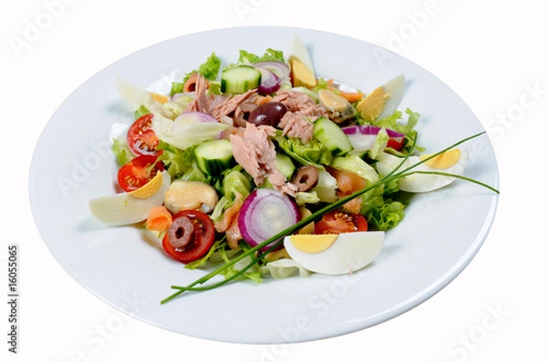 Obraz Shrimp salad with sweet dressing