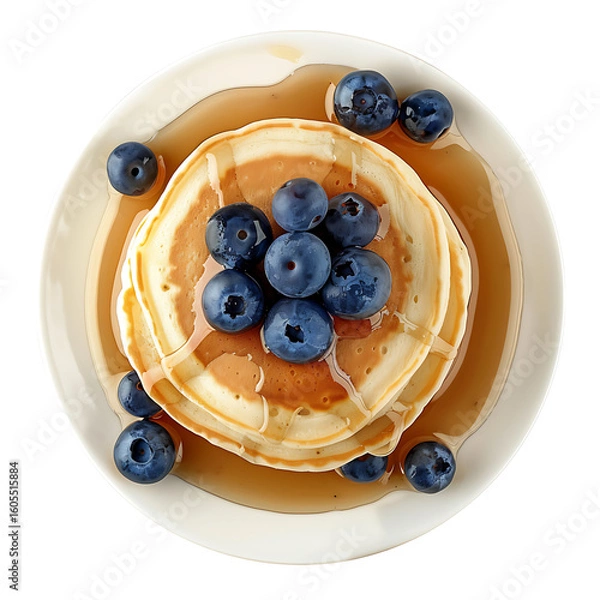 Fototapeta Stack of Pancakes Topped with Blueberries and Syrup