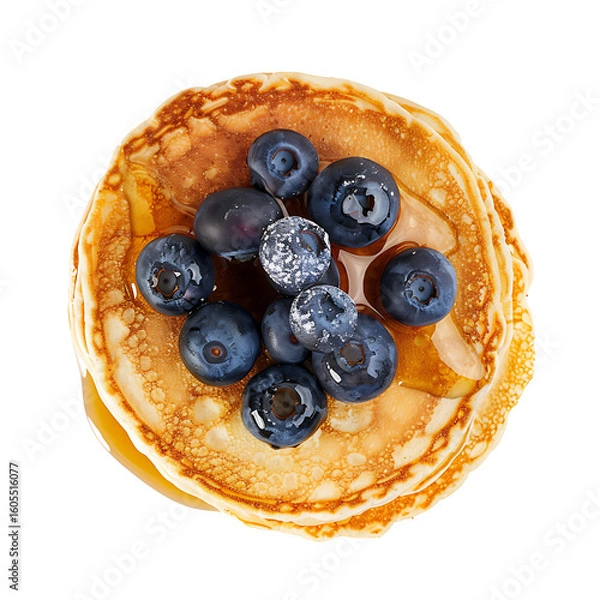 Fototapeta Stack of Pancakes Topped with Fresh Blueberries