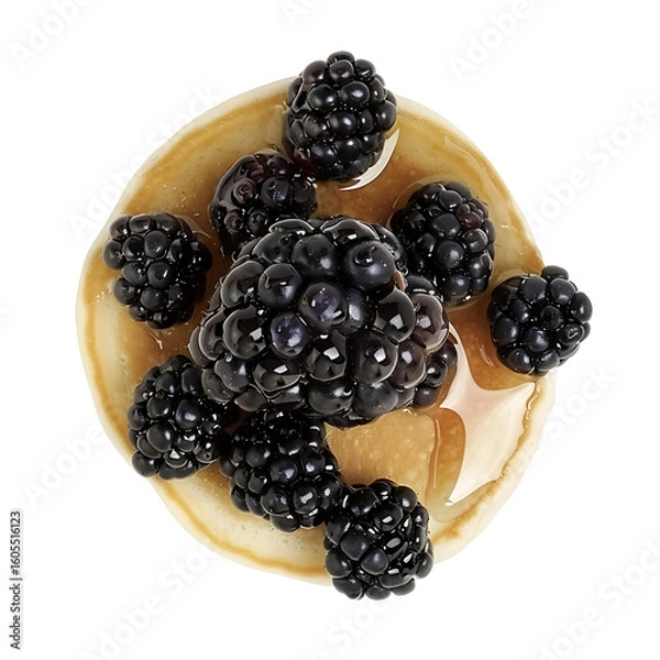 Fototapeta Blackberries Topped on Pancake with Syrup