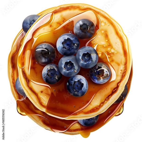 Fototapeta Stack of Pancakes Topped with Blueberries and Syrup