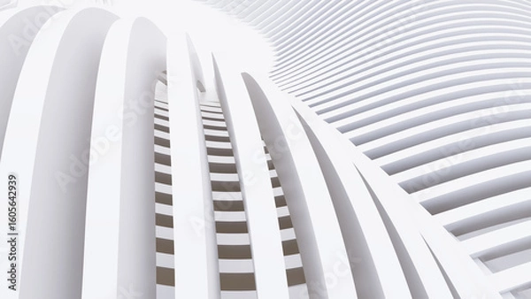 Fototapeta Abstract Curved Shapes. White Circular Background.