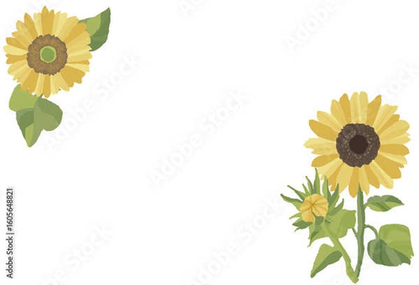 Obraz ひまわりのイラストフレーム１