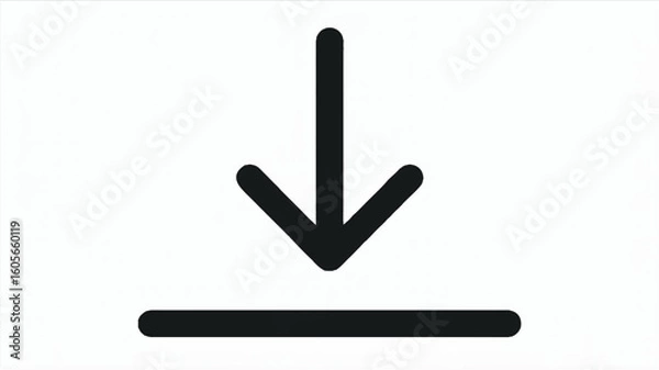 Fototapeta Minimalist black and white downward arrow icon on a clean white background