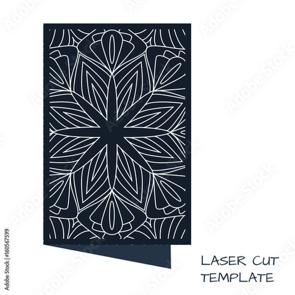 Fototapeta Wedding invitation for laser cutting. Vector illustration