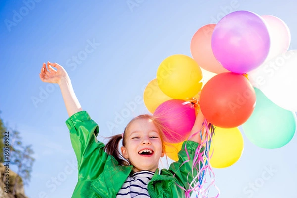 Obraz Girl is having fun with balloons