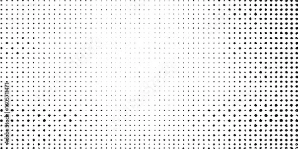 Fototapeta Grunge halftone gradient background faded dotted grit noise texture. Black and white rasterized sand wallpaper.
