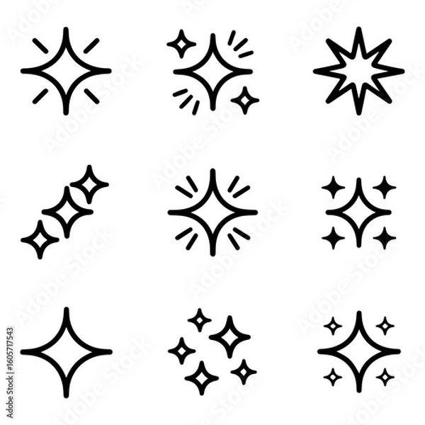 Obraz  Quality full and unique Shine sparkle line icon set