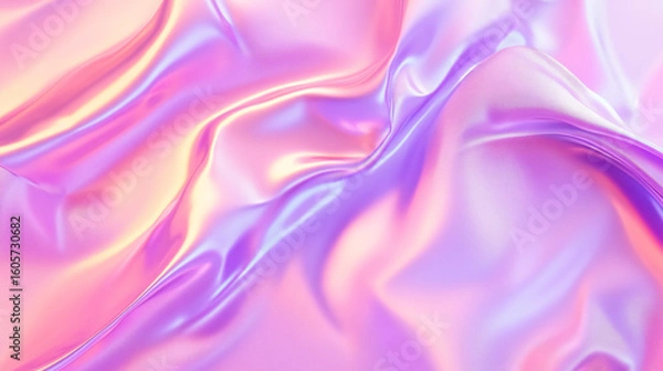 Fototapeta A pink color gradient iridescent background features an abstract rainbow effect with pastel hues.