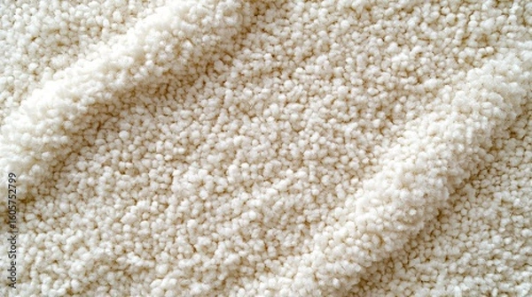 Fototapeta Detailed view of a pristine white shag carpet showcasing its soft texture and dense fibers perfect