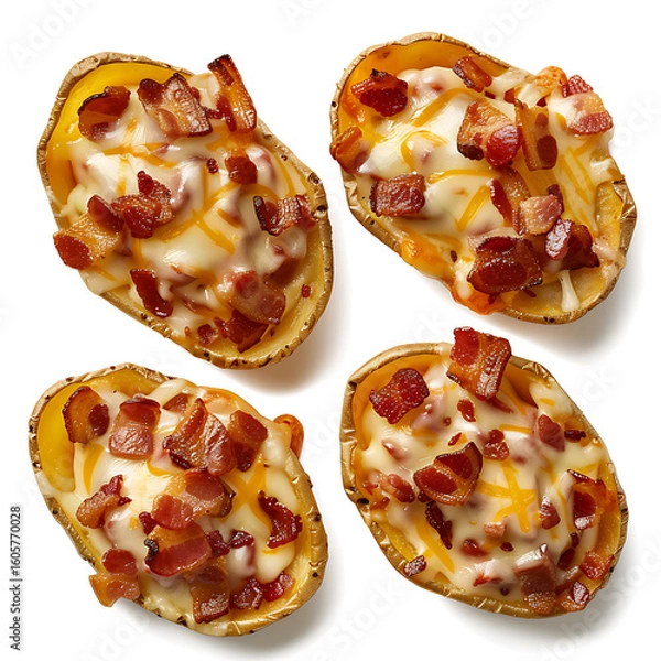 Fototapeta Loaded Potato Skins with Bacon and Cheese