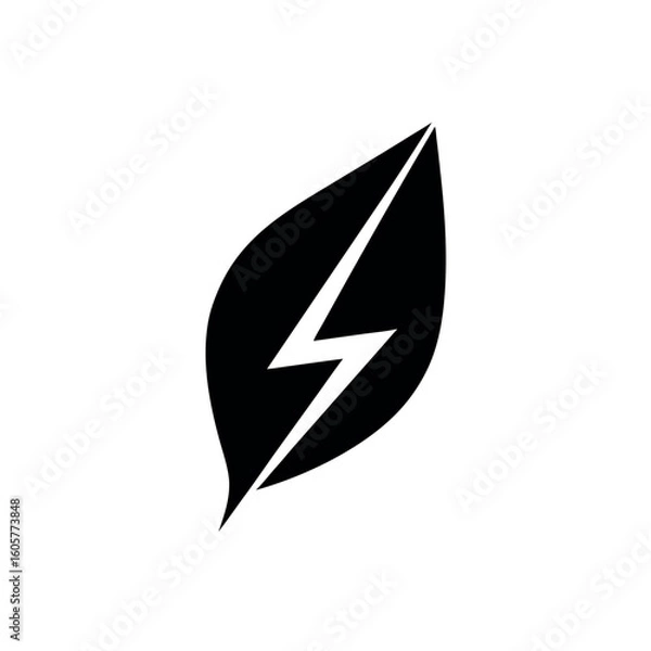 Obraz Clean Energy Lightning Leaf Icon Vector Illustration