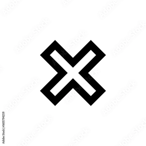Fototapeta Bold black cross symbol, simple design, negative space, graphic element, clear lines.