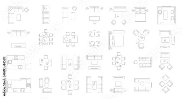 Fototapeta Detailed Architectural Plans: A Comprehensive Overview of Furniture Layout and Design Concepts