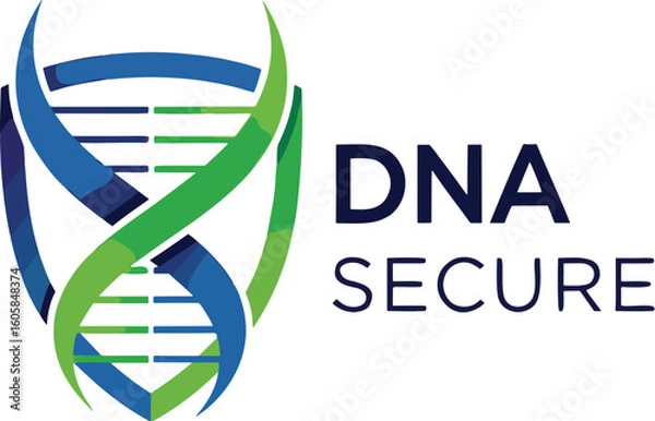 Fototapeta Blue ribbon helix DNA logo vector illustration with a biological science and medical technology concept white background EPS file download.
