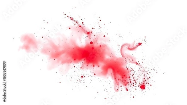 Obraz A festive explosion of red powder in mid-air against a clean white background.