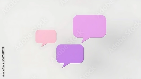 Obraz Floating speech bubble shapes on a neutral background, representing communication and feedback.