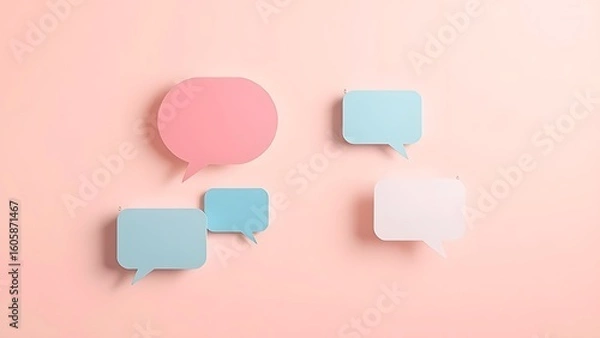Obraz Abstract pastel speech bubbles floating for feedback concept
