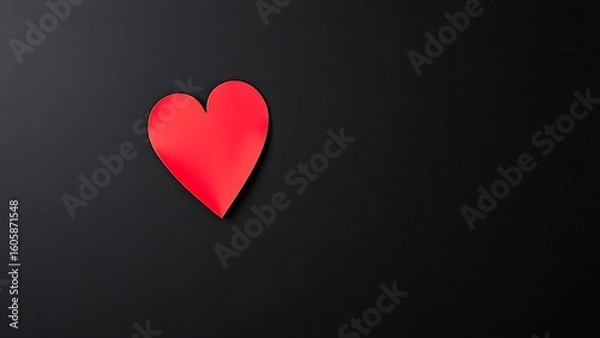 Obraz Minimalist red heart on dark textured background with directional lighting