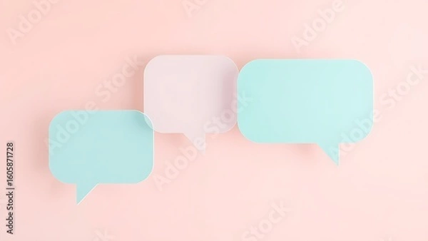 Obraz Abstract composition of floating speech bubbles against a soft pastel gradient background.