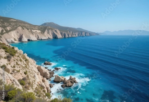 Fototapeta  Minimalist Landscape Clean lines and a limited color palette emphasize the natural beauty of the coastline.