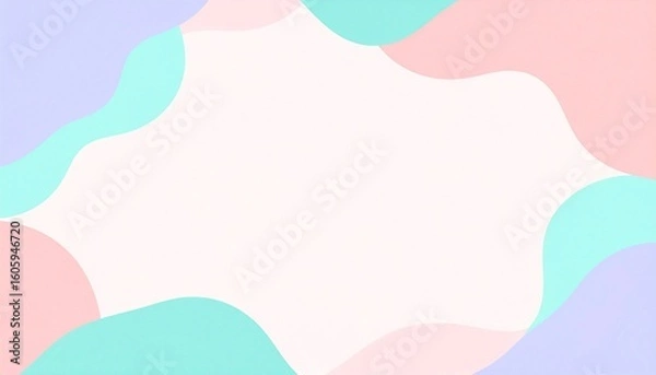Fototapeta Pastel Wavy Shapes Frame Background