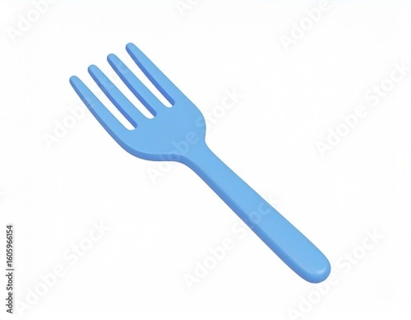 Fototapeta fork 3d rendering isolated on white background cartoon plastic style icon