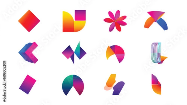 Fototapeta A vibrant vector set of colorful arrow icons for