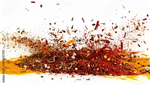 Fototapeta Exploding Spice Blend A Vibrant Splash of Flavors and Aromas Captured in a Detailed Shot