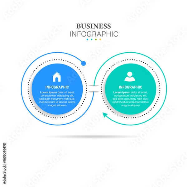 Obraz Infographic circle template,Business concept with 2 options,Vector illustration.